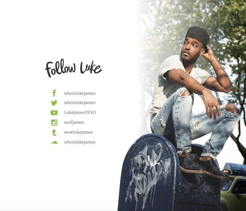 Social Follow EPK For Music Example